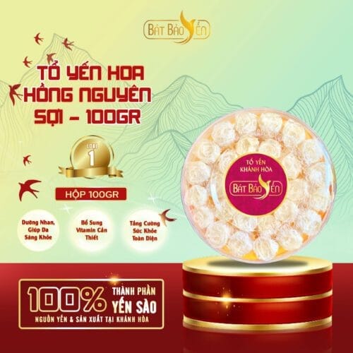 Tổ Yến Hoa Hồng Nguyên Sợi Hộp 100gr – 100% Từ Khánh Hoà