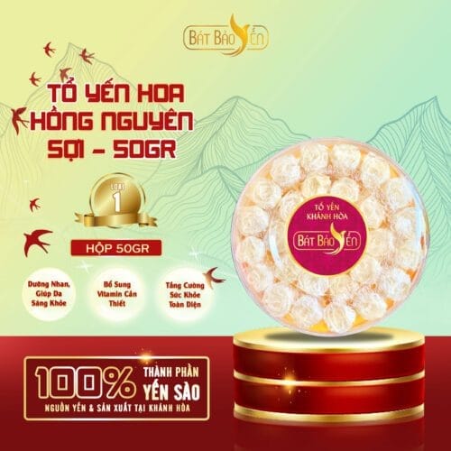 Tổ Yến Hoa Hồng Nguyên Sợi Hộp 50gr – 100% Từ Khánh Hoà