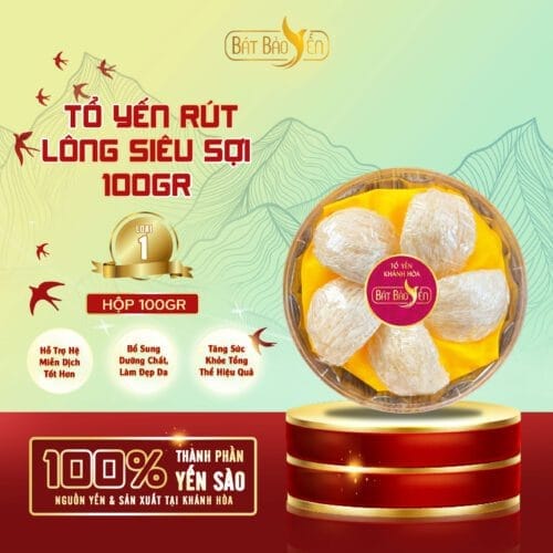 Tổ Yến Rút Lông Siêu Sợi Loại 1 Hộp 100gr - 100% Từ Khánh Hoà