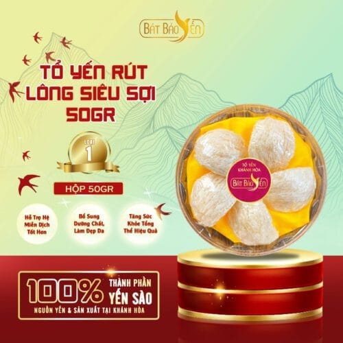 Tổ Yến Rút Lông Siêu Sợi Loại 1 Hộp 50gr - 100% Từ Khánh Hoà