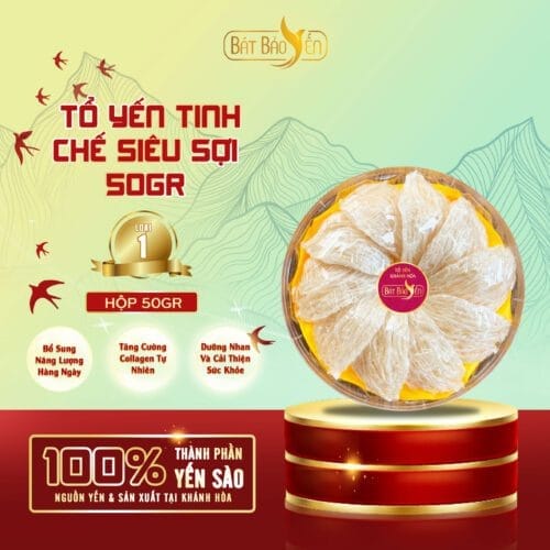 Tổ Yến Tinh Chế Siêu Sợi Loại 1 Hộp 50gr - 100% Từ Khánh Hoà